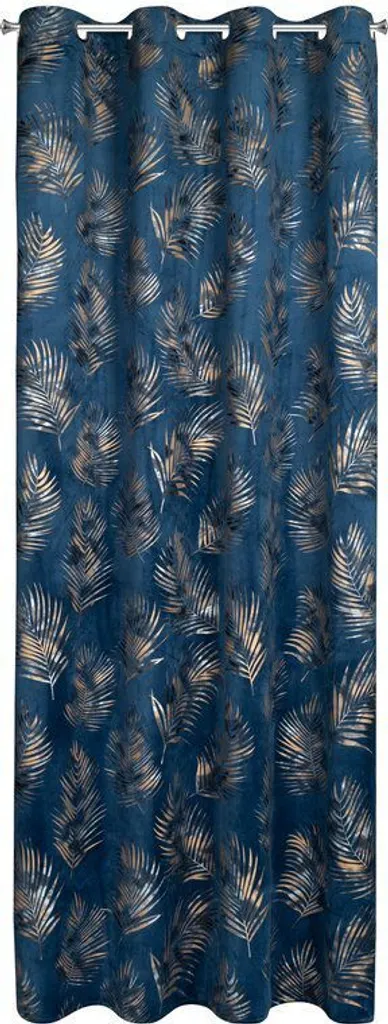Rideau en Velours Bleu et Or 140x250 cm Gloria pour Salon et Chambre
