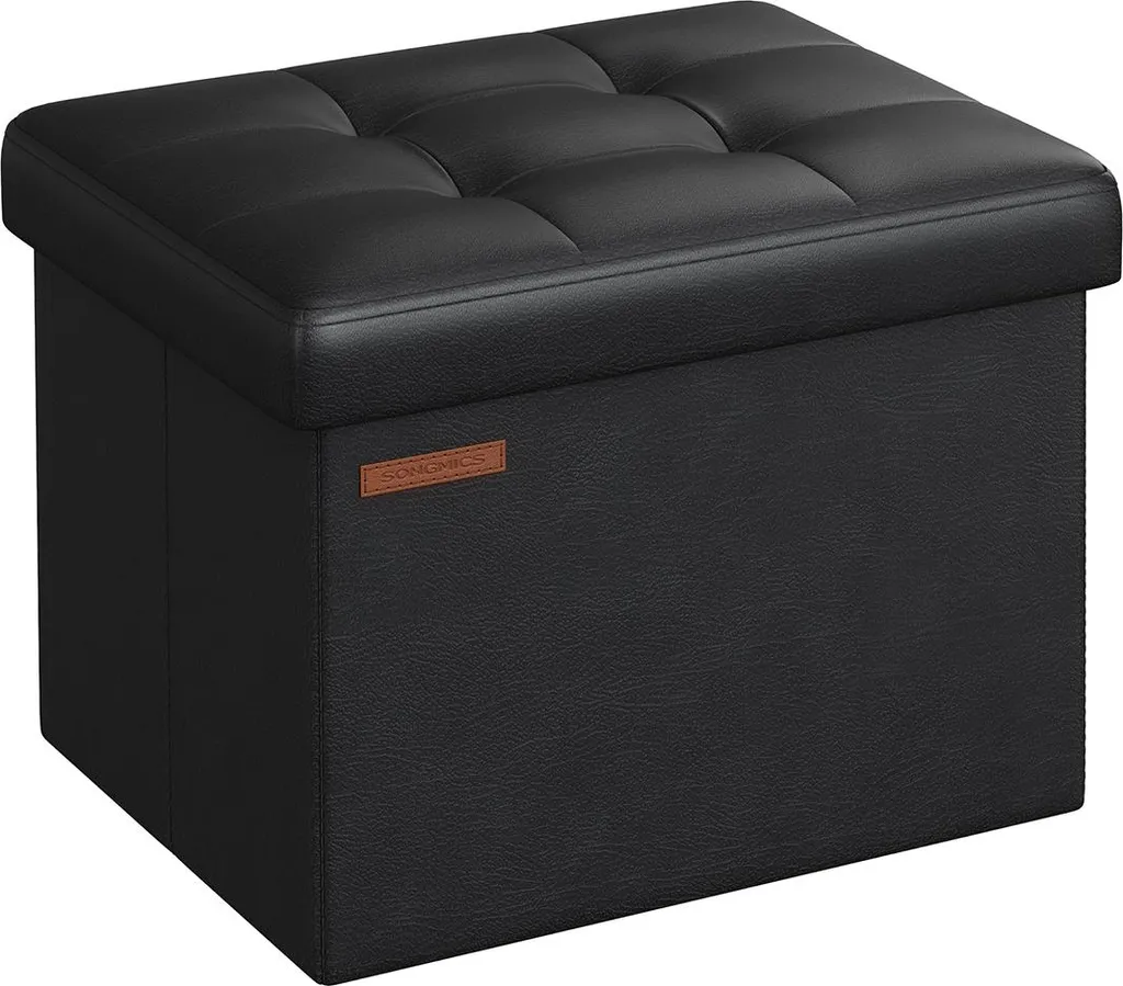 Banc pliant avec espace de rangement 41 cm noir encre aspect cuir