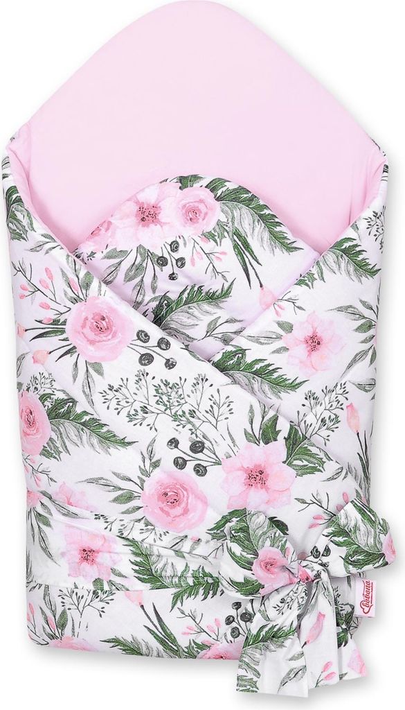 2-in-1-Tragetuch mit Bindeband, versteift und weich - rosa Pfingstrosen