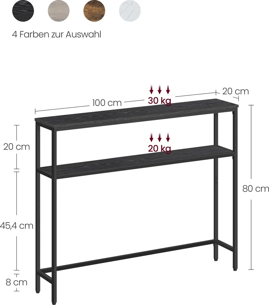 Table basse étroite gris anthracite et noir d'encre avec 2 tablettes - 5