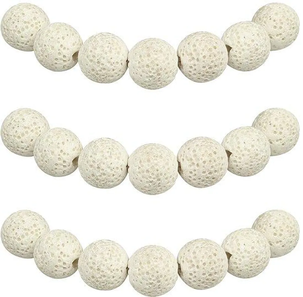 Perles de lave blanche 8 mm pour création de bijoux et aromathérapie