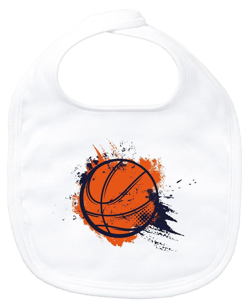 Huuraa Baby Lätzchen Basketball bunt White Klettverschluss Baumwolle Latz Geschenkidee