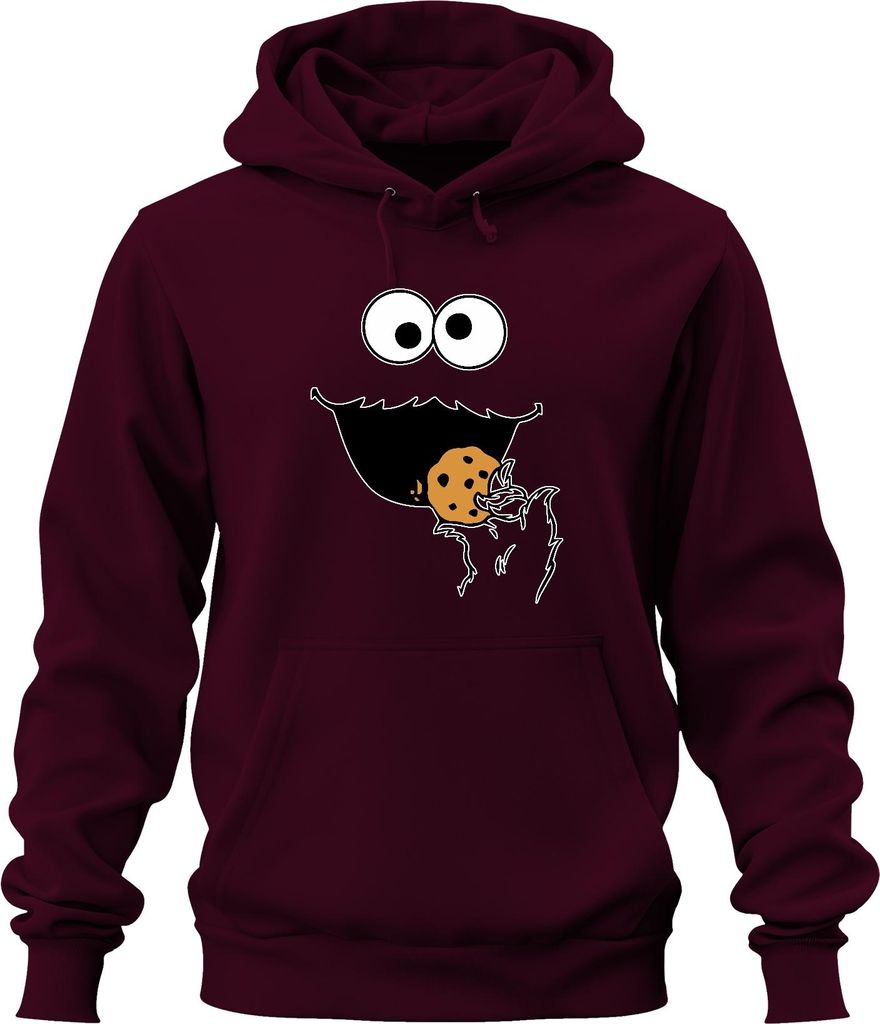 Keksmonster Keks Krümel lustig Karneval Geschenk Fasching Fastnacht Uni Hoodie Kapuzenpullover, Burgundy, XXL