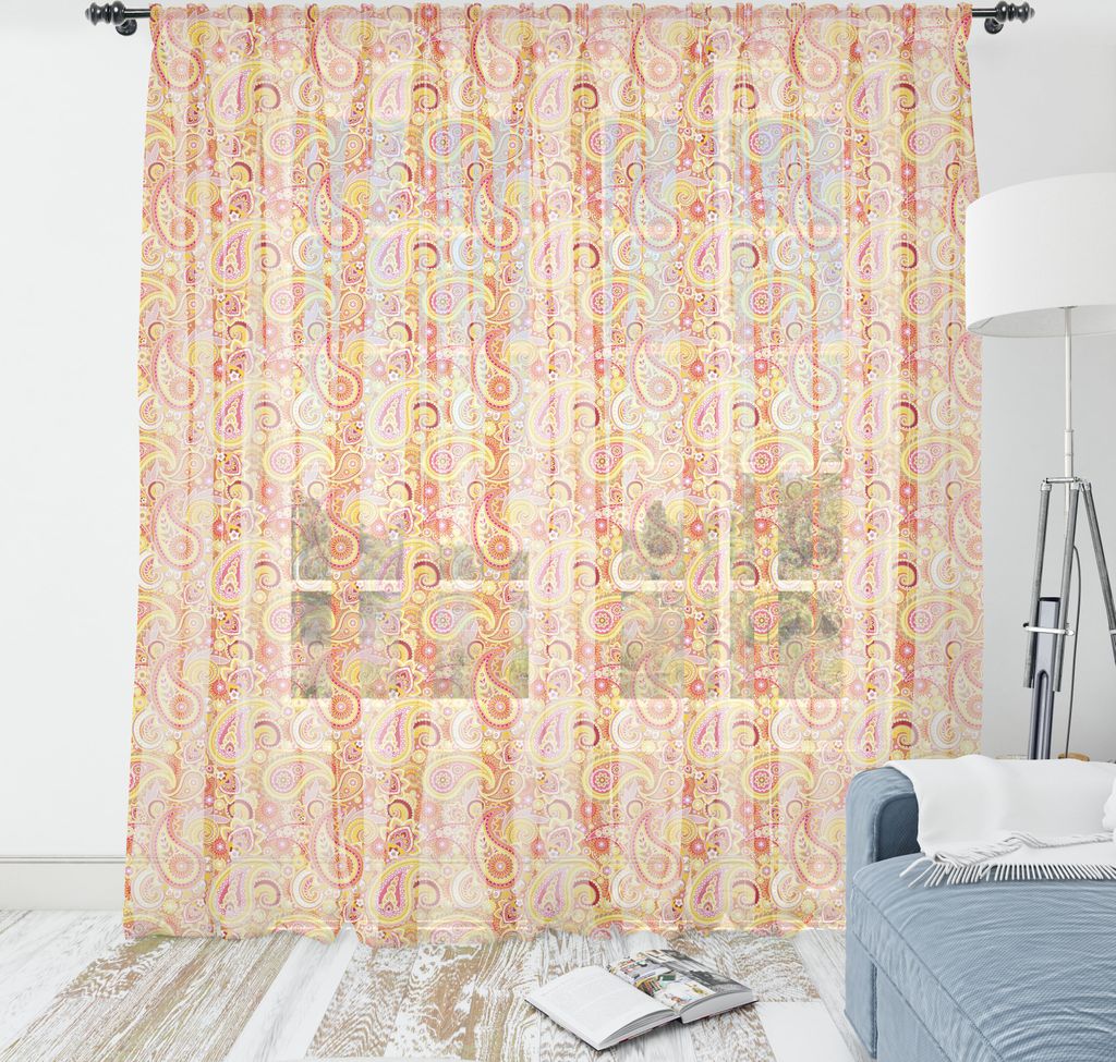 ABAKUHAUS Paisley Wandteppich, Detaillierte Bunte Blumen und Buta Pateh Muster, Wohnzimmer Schlafzimmer seidiges Satin Wandtuch, 180 cm x 274 cm, P...