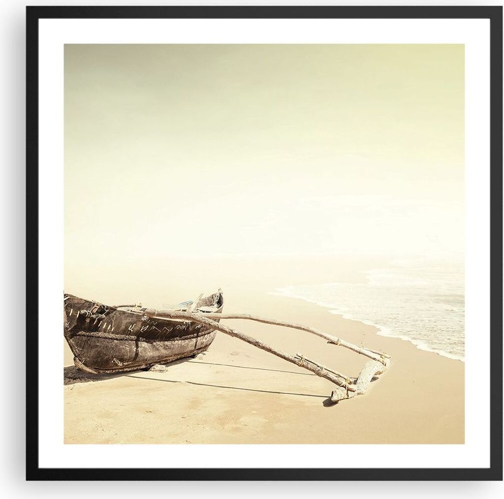 Gerahmtes Poster - Schwarzer Rahmen - £ódŸ Wrack Meer - 60x60 cm - Wand Bild - Wanddeko - Wandbilder - Kunstposter - Wandposter - Bilderrahmen -...