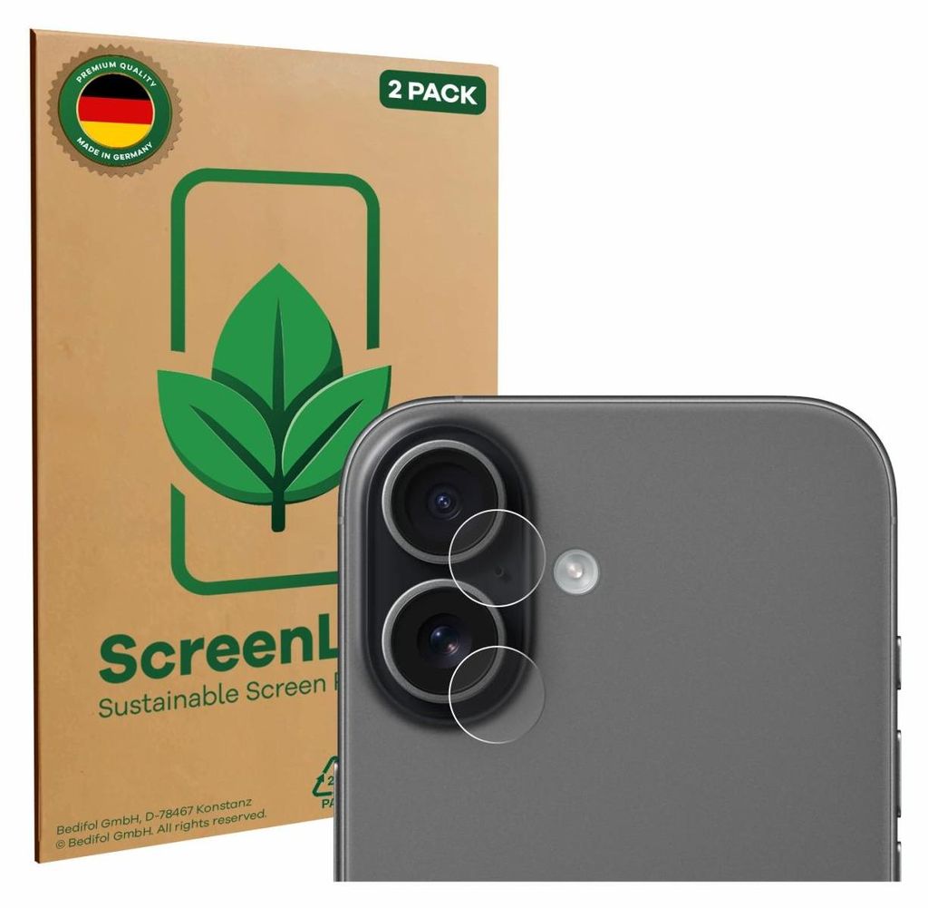 2x ScreenLeaf Schutzfolie für Apple iPhone 17 (NUR Kameraschutz) nachhaltiger Displayschutz Display Schutz Folie Klar Transparent