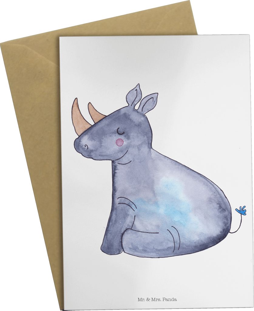 Mr. & Mrs. Panda valentinstagskarte Einhorn Nashorn - Weiß - Geschenk, Zoo, Nashörner, einladungskarten, glückwunschkarten, Lustig, weihnachtska...
