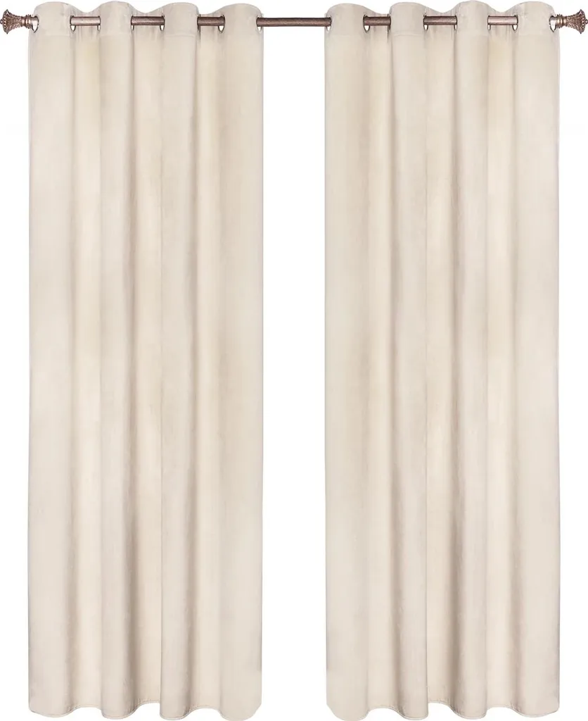 Rideaux Occultants Velours Beige contre Lumière et Froid - 2x2,6m