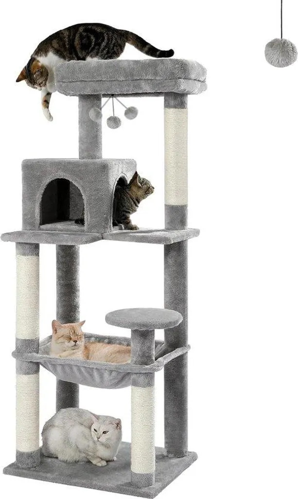 Arbre à chat anti-basculement avec griffoir et niche - Luxe 143 cm - 2