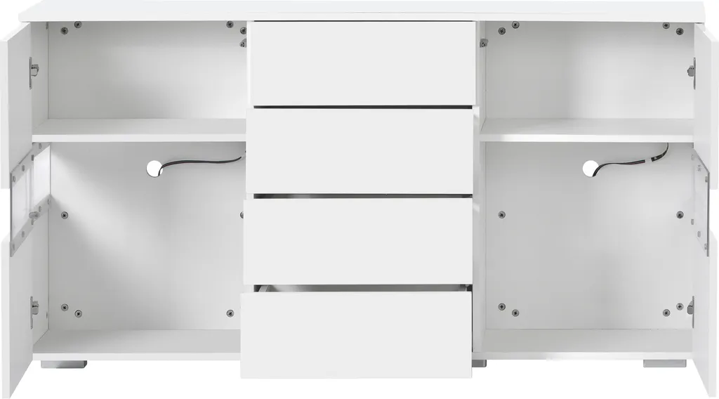 Commode LED 16 Couleurs Grand Rangement Buffet Bas Blanc Brillant - 8