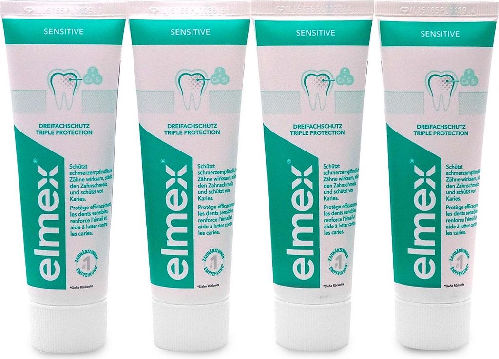 Elmex Zahnpasta Sensitive 4x75ml Produktbild 