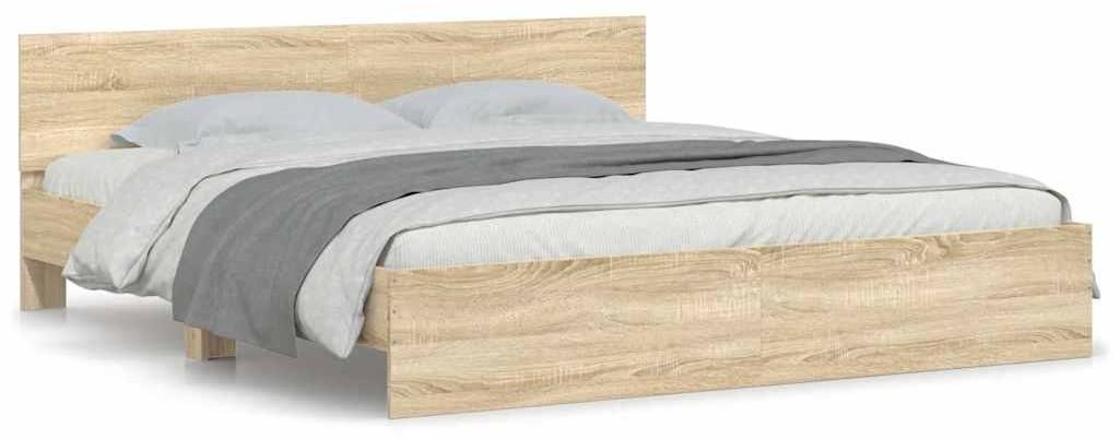 vidaXL Bettgestell mit Kopfteil Sonoma-Eiche 180x200 cm Produktbild 