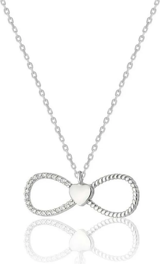 Bijou Femme Collier Argent Massif Pendentif Cœur Entrelacé et Infini