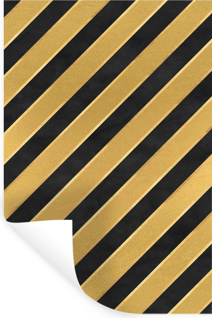 MuchoWow Wandtattoo Wandsticker Wandaufkleber Muster - Streifen - Gold - Schwarz 40x60 cm Selbstklebend und Repositionierbar - Wierderverwendbar ...