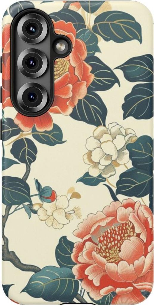 Vintage-Pfingstrosen im floralen Muster – Hülle Kompatibel mit Samsung Galaxy S25