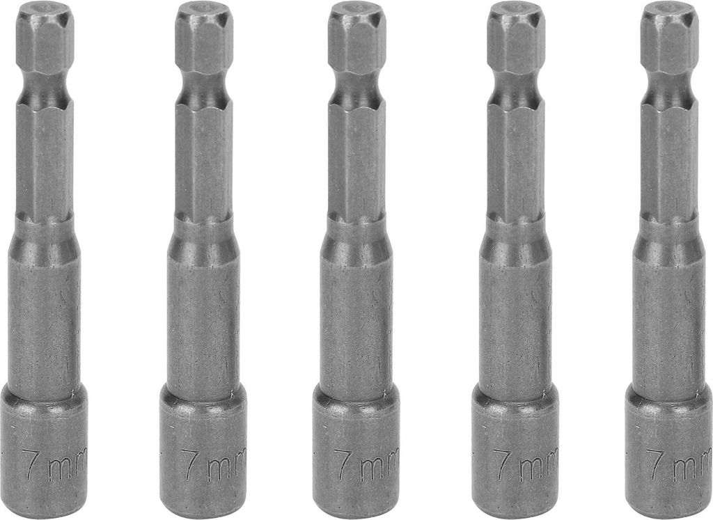 5-teiliges magnetisches Steckschlüssel-Bit-Set aus Chrom-Vanadium-Stahl für Sechskantschrauben und Muttern (65 x 1/4 x 7,0 mm)