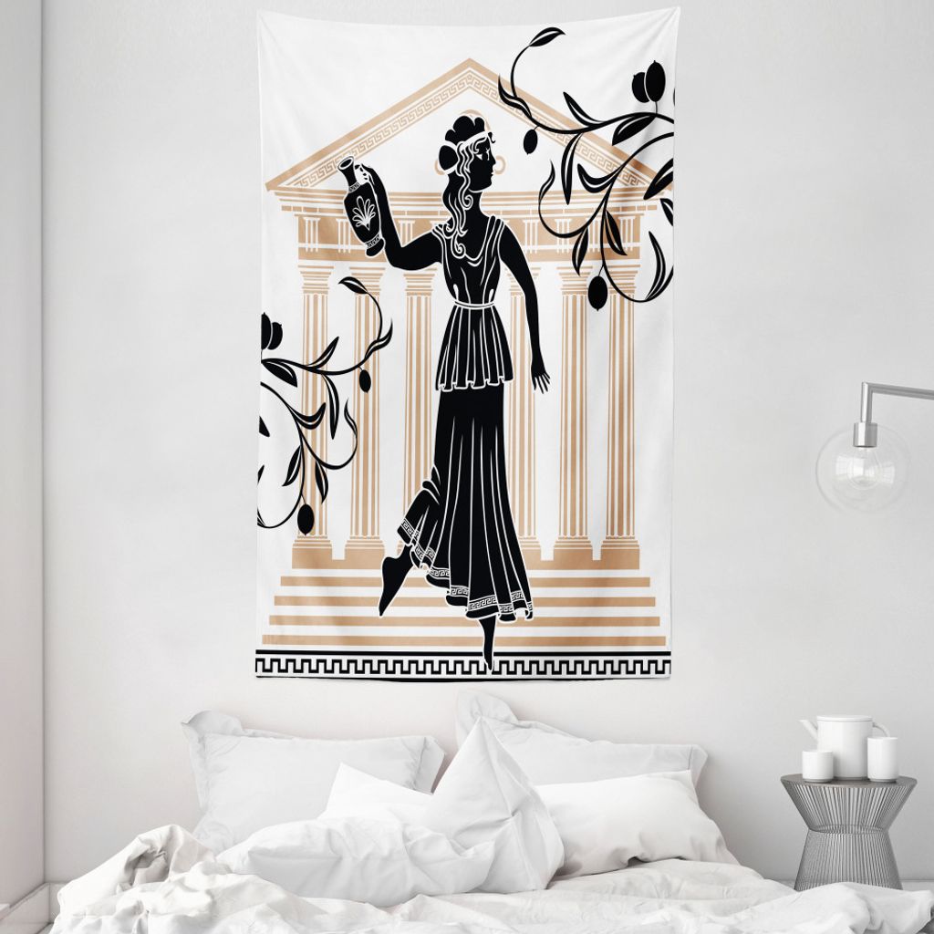 ABAKUHAUS Toga-Party Wandteppich und Tagesdecke, Griechische Frau und Amphora aus Weiches Mikrofaser Stoff Waschbar ohne Verblassen Digitaldruck, 1...