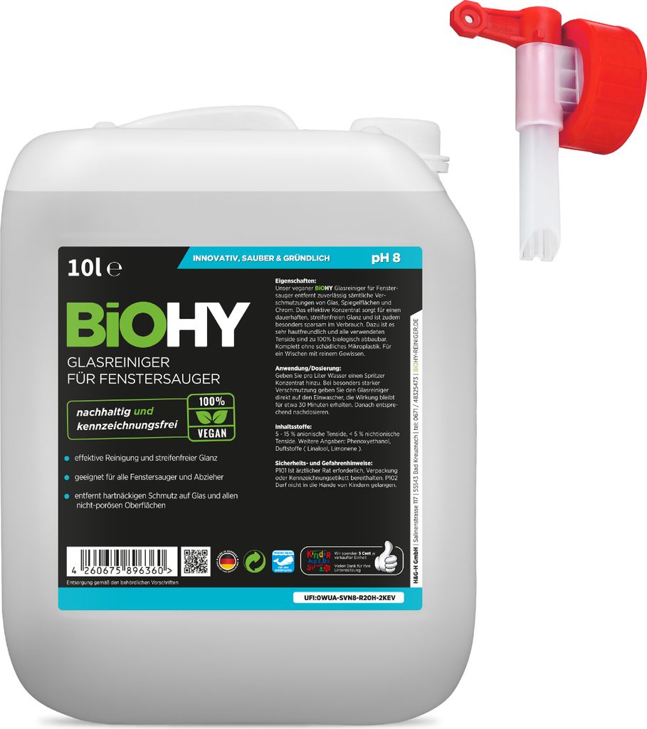 BiOHY Glasreiniger für Fenstersauger (10l Kanister) + Produktbild 