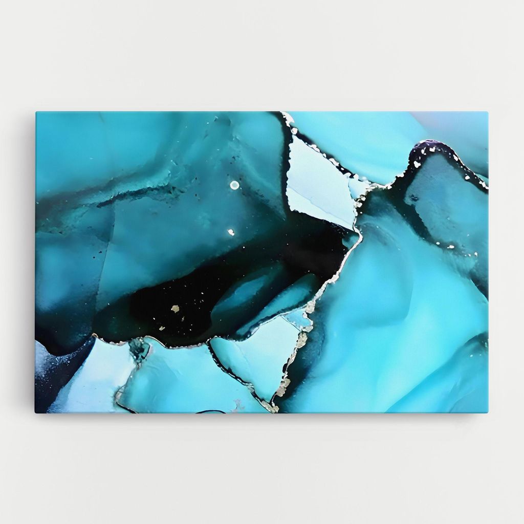 ARTHUB Leinwandbild 30x40 cm, Blue Paint Marble | Wohnzimmerdekoration, Hängende Bilder, Wanddekoration, Heimdekoration, Abstrakte, Marmor
