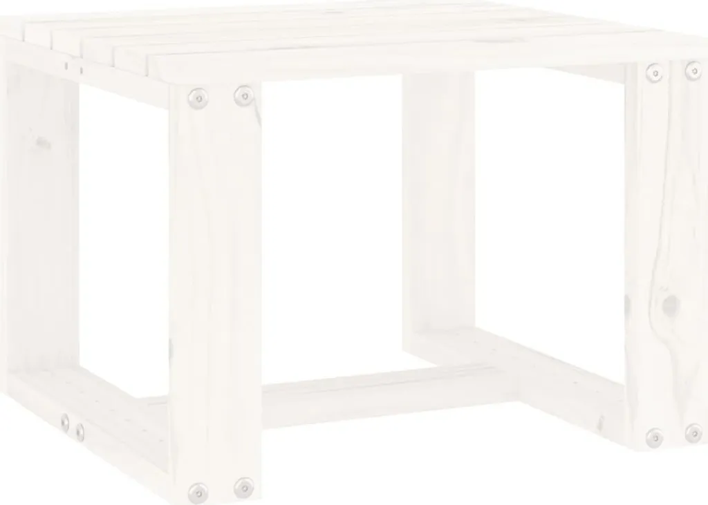 Tavolino Eco-Friendly in Legno Pino Massiccio Bianco 40x38x28,5 cm