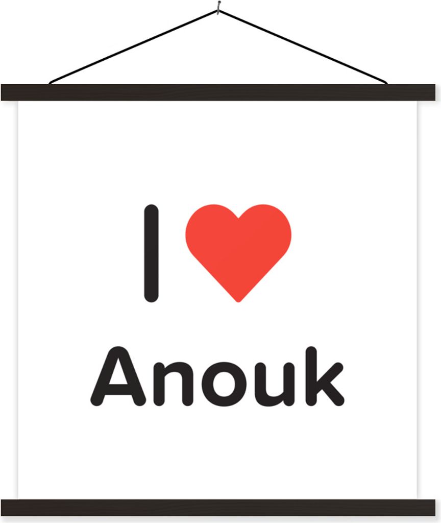 MuchoWow Textilposter Ich liebe - Anouk - Mädchen 60x60 cm mit schwarzem Rahmen - Posteraufhänger