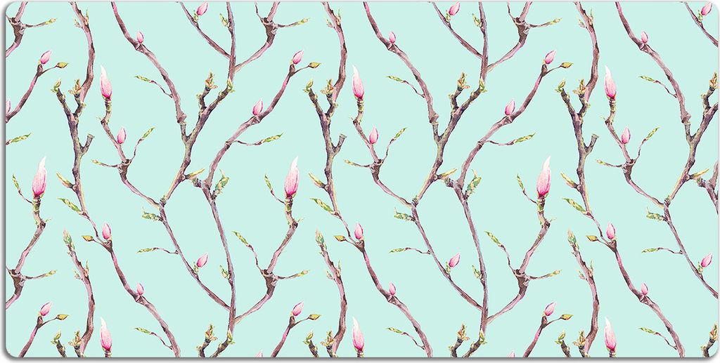 Schreibtischmatte Tischunterlage 90x45 cm Mauspad - Zweige und Donuts.