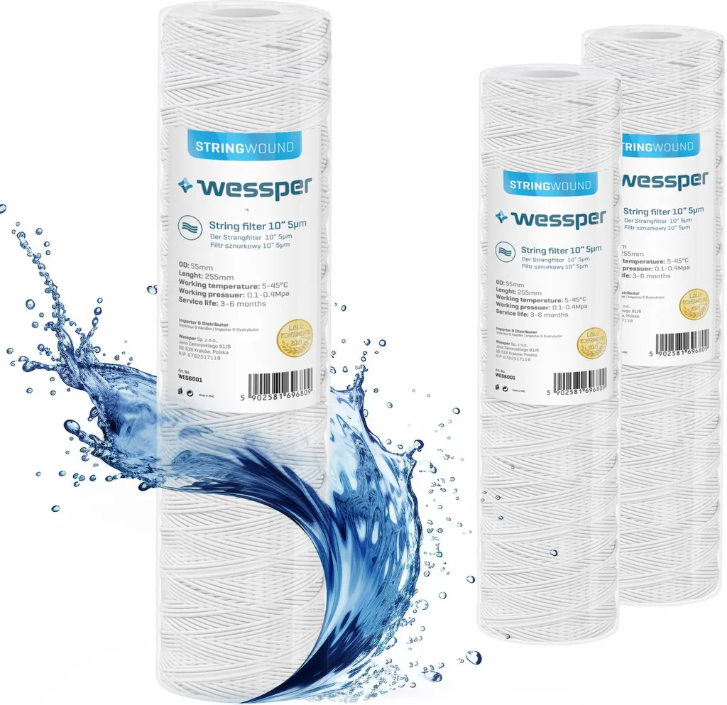 Wessper 3X Cartucce Filtro Acqua 10" 5 Micron Pp5 - Qualità Wessper