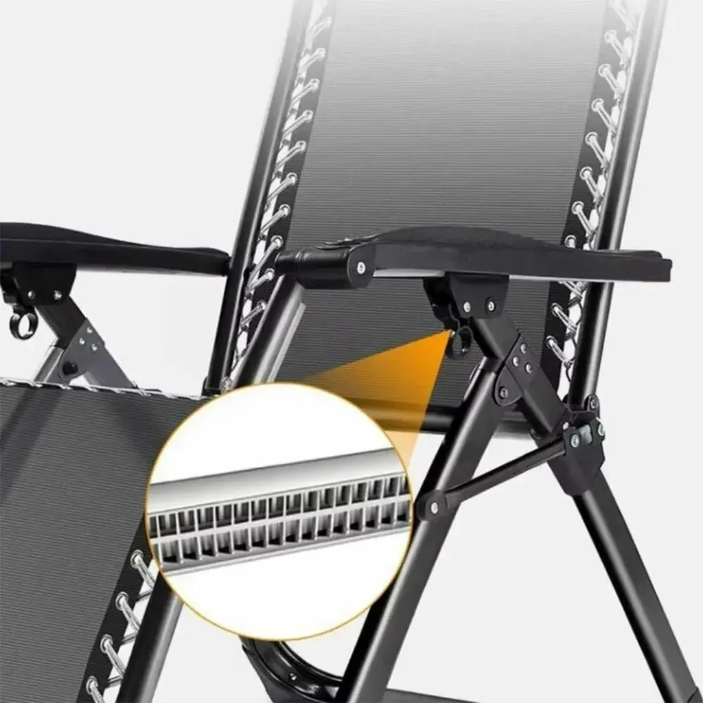 Chaise Longue Pliable Zero Gravity Noire en Acier - Pack Duo Confortable - 5