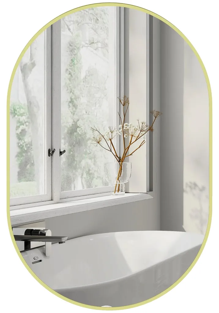 Miroir salle de bain anti-éclats verre sécurité cadre alu jaune durable
