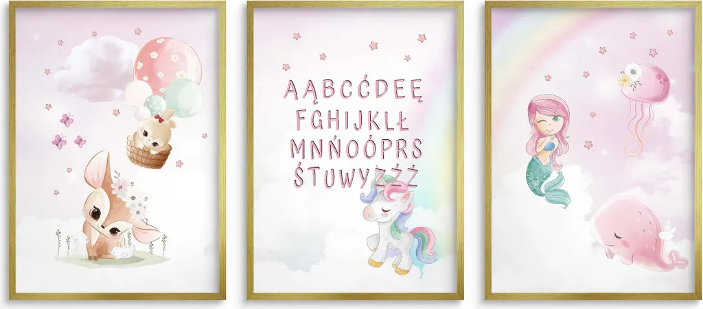 Poster Educativo Sirene Rosa 30x40 - Imparare l'ABC in Cameretta