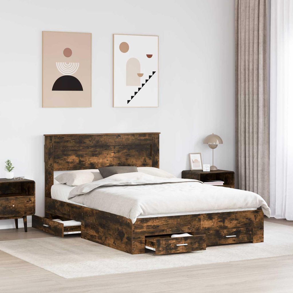 “2026 Modern“ Bettrahmen mit Schubladen mit Kopfteil Holzwerkstoff - Designermöbel 226133 - Klassische BettenJugendbett Tagesbett
