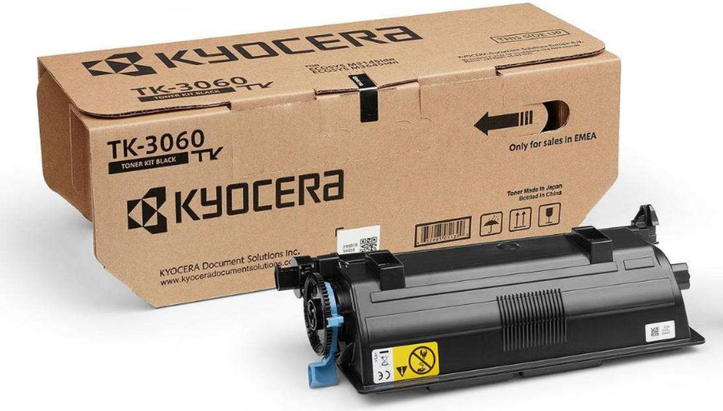 A Kyocera toner cartridge and its packaging are shown against a white background.