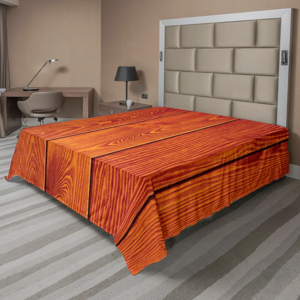 Drap plat anti-plis et doux motif bois chêne pour lit double grande taille