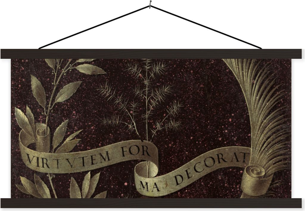 MuchoWow Textilposter Ginevra de' Benci Rückseite - Leonardo da Vinci 60x30 cm mit schwarzem Rahmen - Textilien