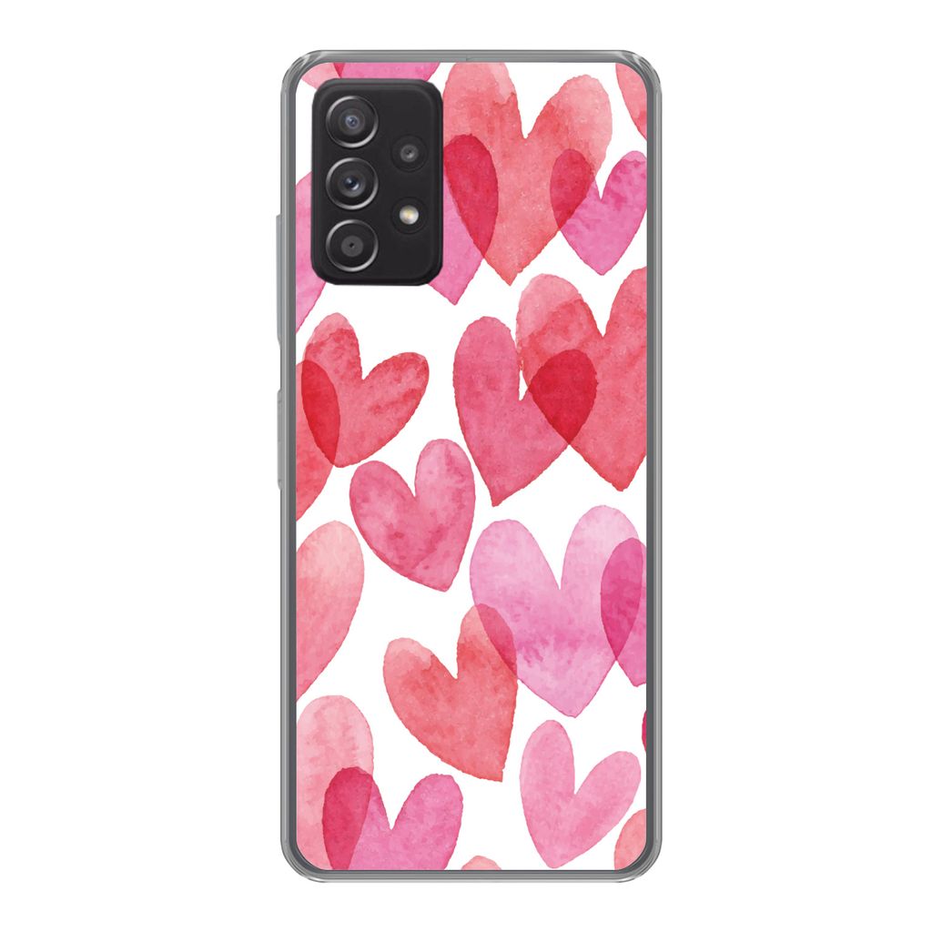 MuchoWow Handyhülle Schutzhülle Hülle für Samsung Galaxy A33 5G Ein Aquarell mit Herz-Illustration Silikon Softcase Handy Hülle - Kartenhalter