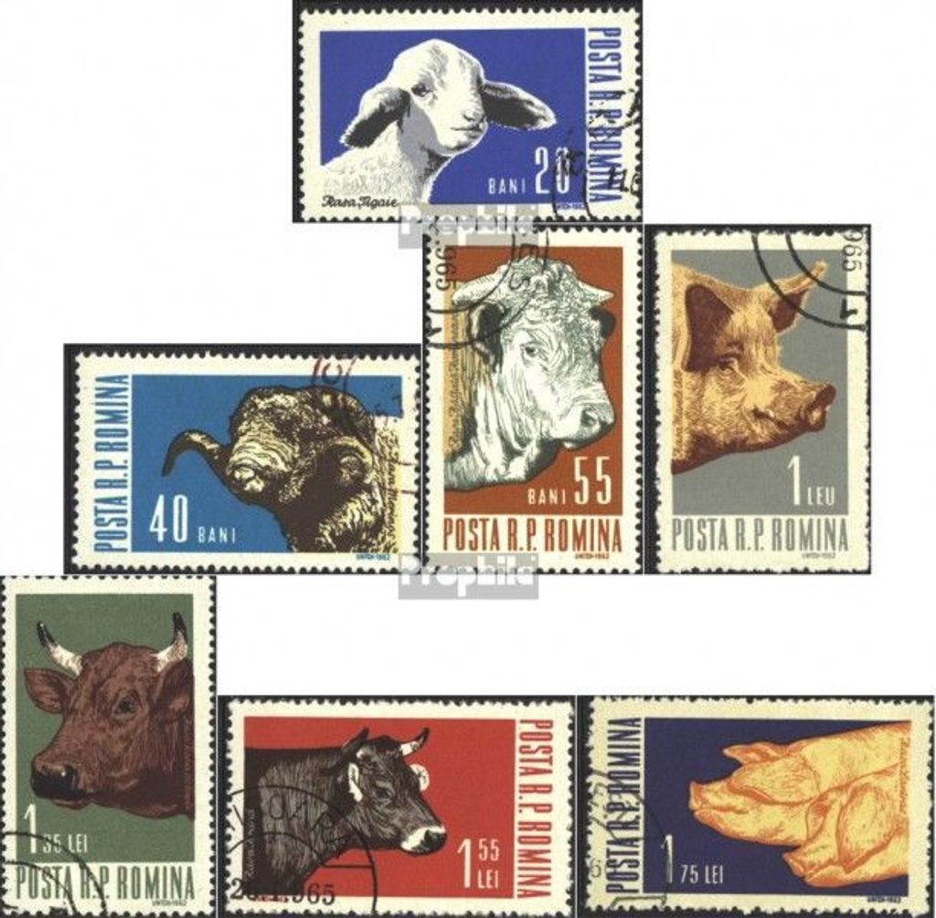 Briefmarken Rumänien 1962 Mi 2117-2123 (kompl.Ausg.) gestempelt Haustiere