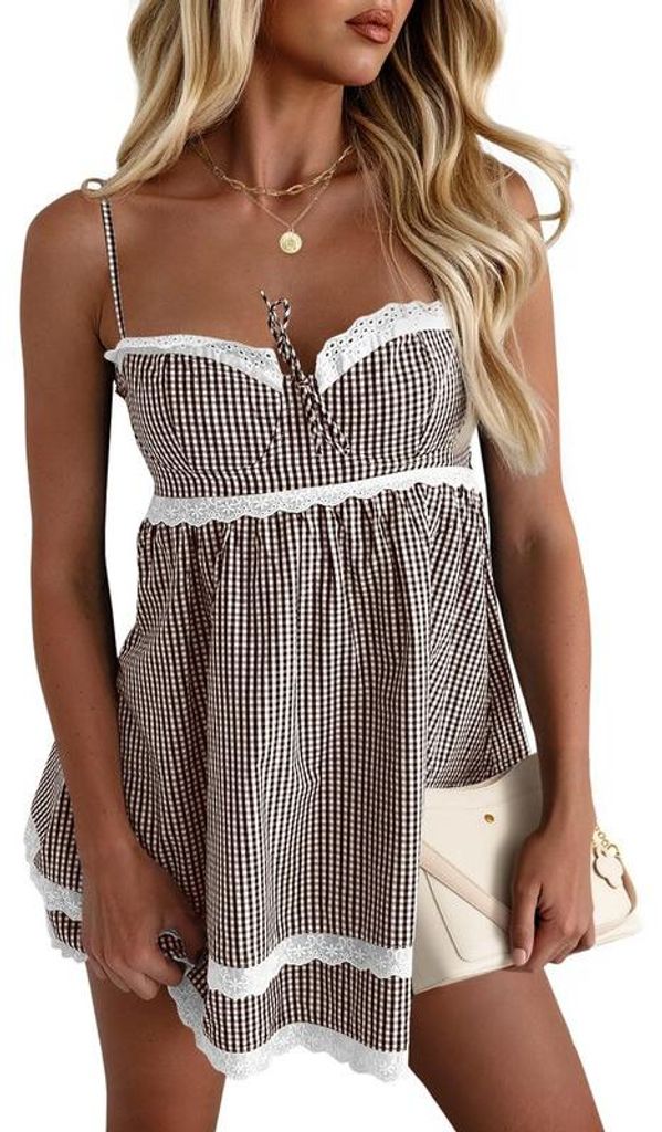 Damen-Mini-Trägerkleid — Herz-Ausschnitt, Y2K-Style, Produktbild 