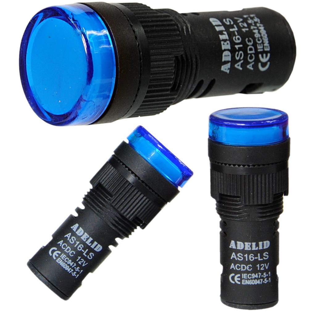 LED Signalleuchte Kontrollleuchte Leuchtmelder 12V Ø 16mm Blau