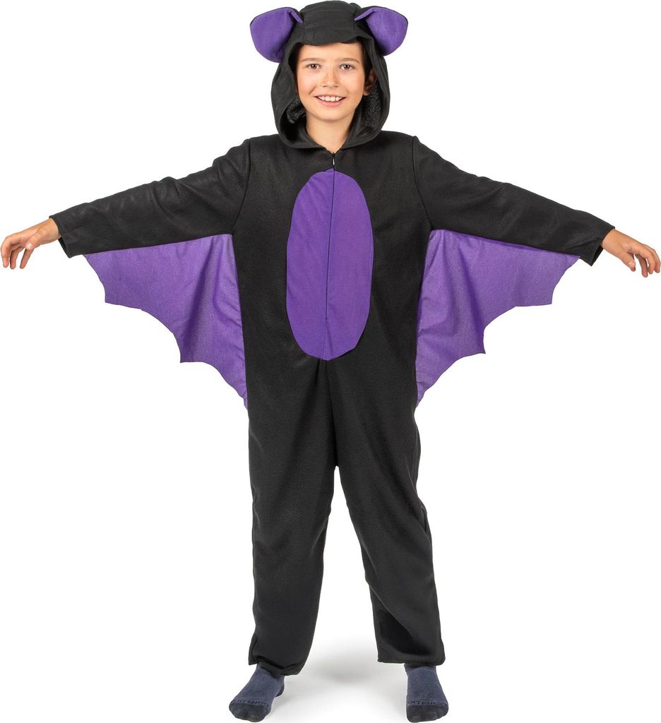 Kinder Fledermaus-Strampler Für Halloween & Cosplay – Aus Samt Und Polyester, Schwarz