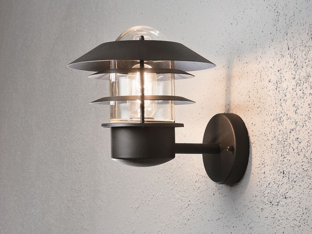 Moderne LED Außen Wandlaterne für draußen wetterfest, Außenleuchte 24cm, Schwarz