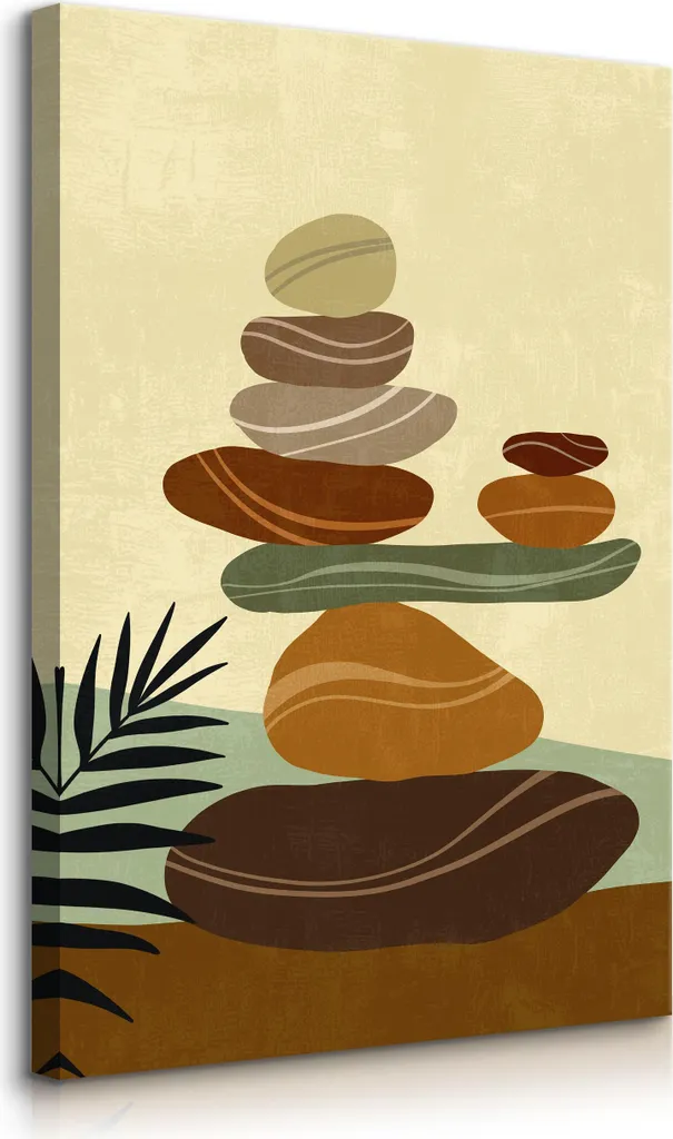 Quadro Boho Astratto STONES Muralo 80x120 | Arredo Ufficio Cromoterapia