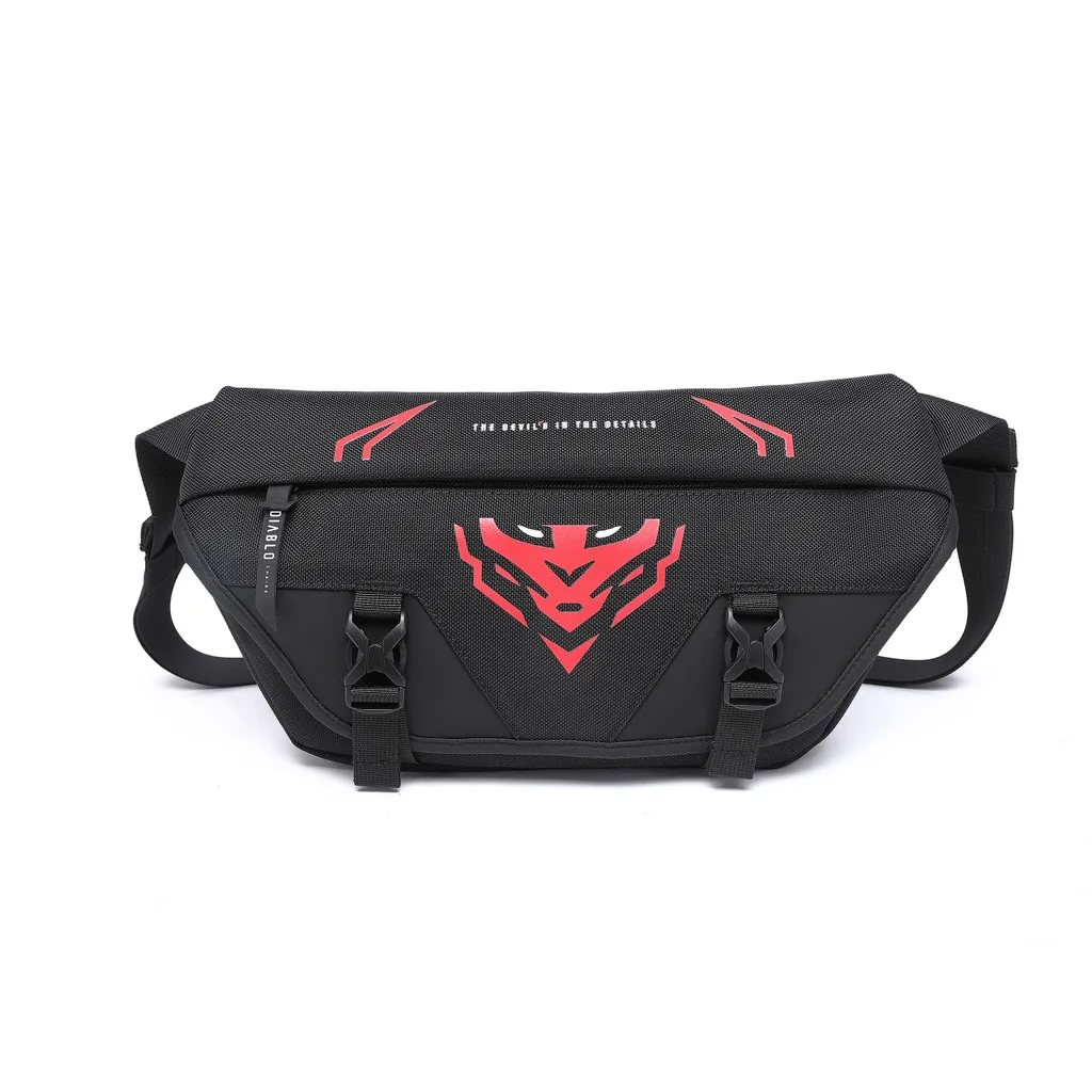 Sac Banane Voyage Camping - 6 Poches Zippées Polyester Noir 33cm
