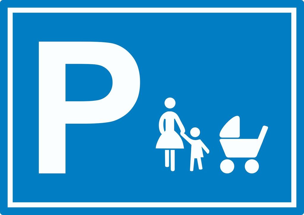 Mutter und Kind Parkplatz Aufkleber waagerecht A4 (210x297mm)