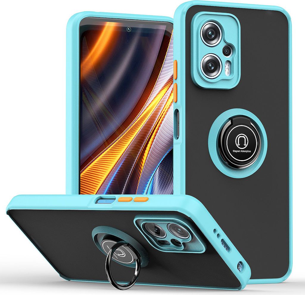 Xiaomi Poco X4 GT Hülle, Ring Halter Ständer Matte Transluzent TPU Rahmen Stoßfest Schutzhülle für Xiaomi Poco X4 GT/Redmi K50 Gaming