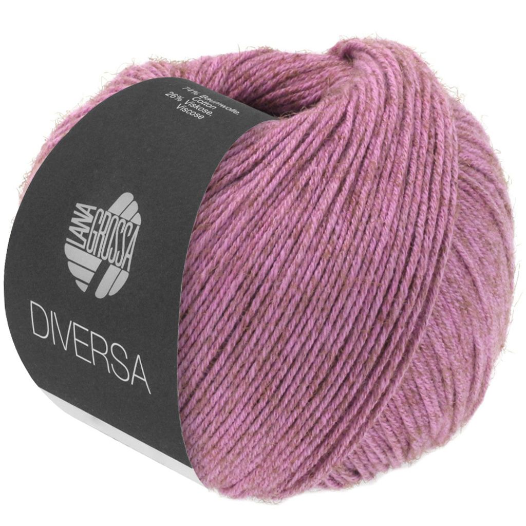 A ball of pink yarn with a dark label.