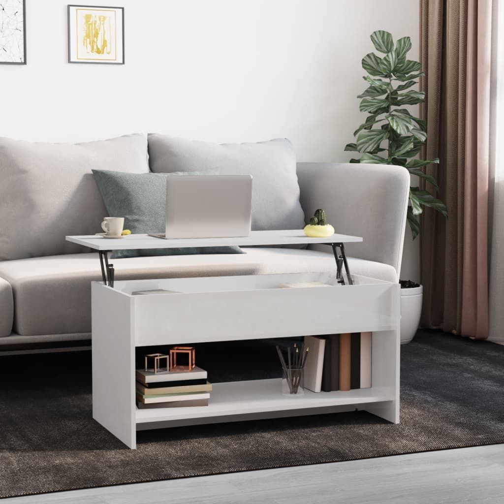 Maison Exclusive - Couchtisch Hochglanz-Weiß 102x50x52,5 cm Holzwerkstoff