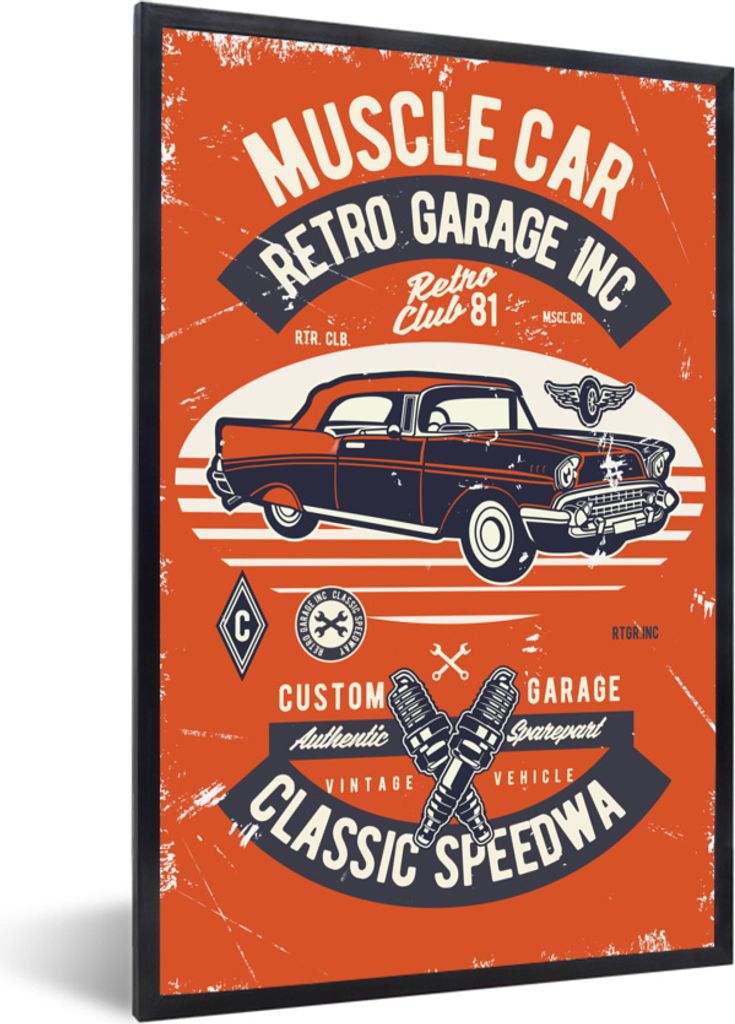 MuchoWow MuchoWow Gerahmtes Poster Auto - Werkzeuge - Retro - Briefe 20x30 cm - Poster mit zchwarzem Bilderrahmen - Drucken - Bilder Poster im ...