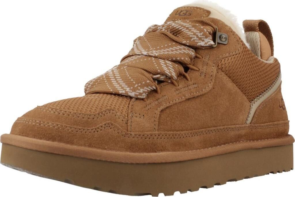 A single brown UGG sneaker is shown from a side-angle against a white background.