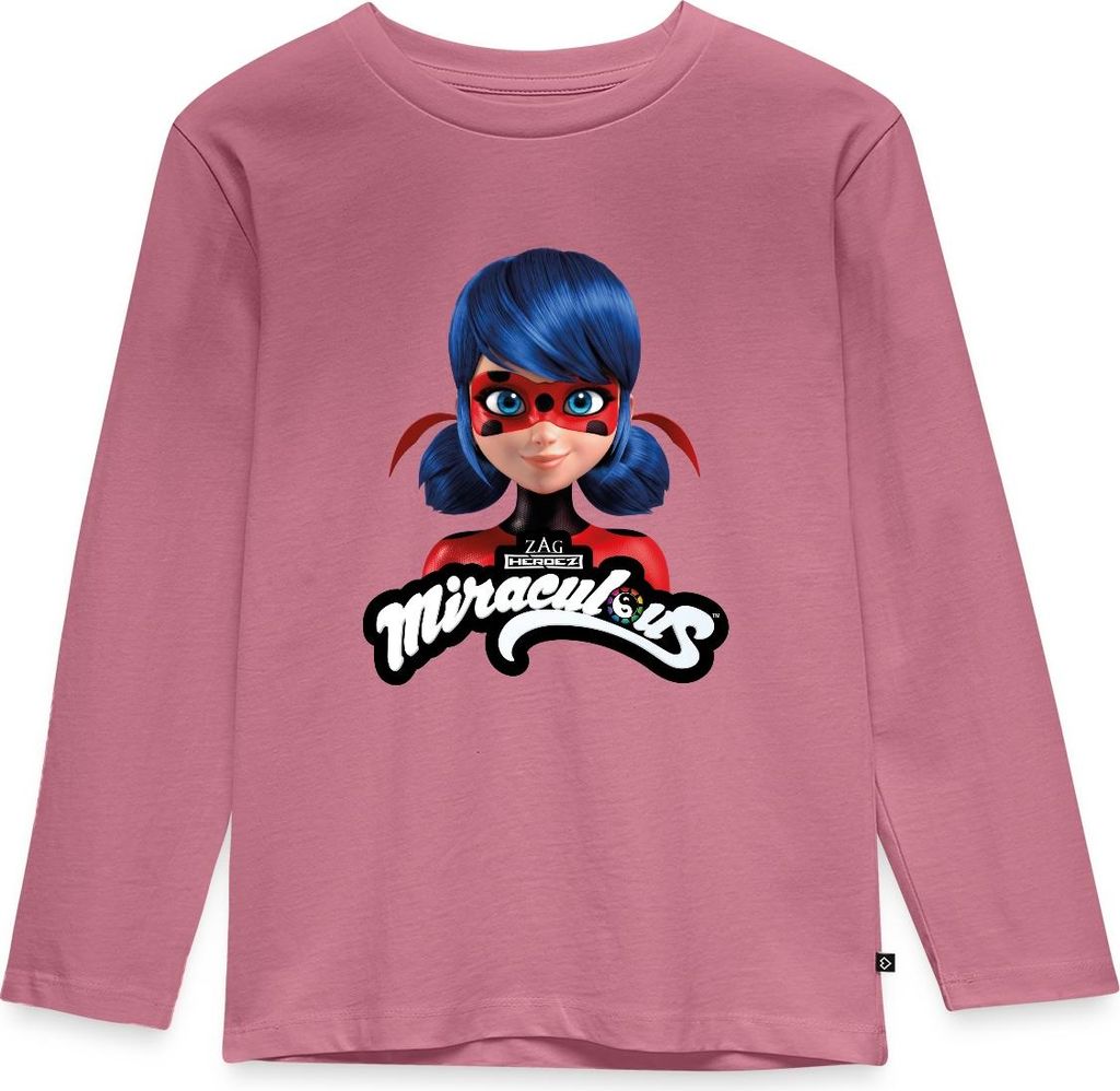 Spreadshirt Miraculous Ladybug Mit Logo Kinder Premium Langarmshirt, 122/128 (6 Jahre), Mauve