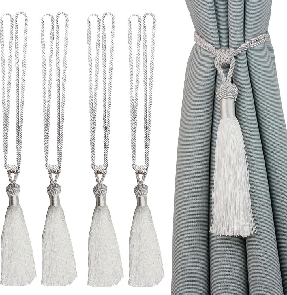 Embrasse pour rideaux cordon gland avec franges set 4 Image du produit 